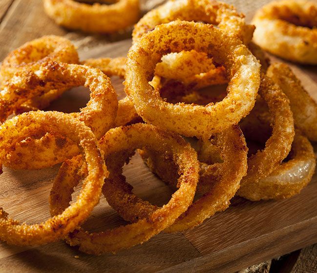 Battered onion rings served at Fresh Pizza and Kebabs